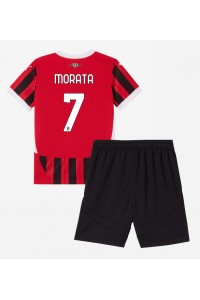 AC Milan Alvaro Morata #7 Babyklær Hjemme Fotballdrakt til barn 2024-25 Korte ermer (+ Korte bukser)